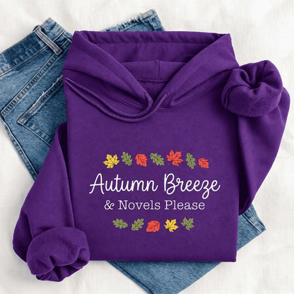 Autumn Breeze & Novels Please Softstyle Hoodie | Cozy Book Lover Gift Purple