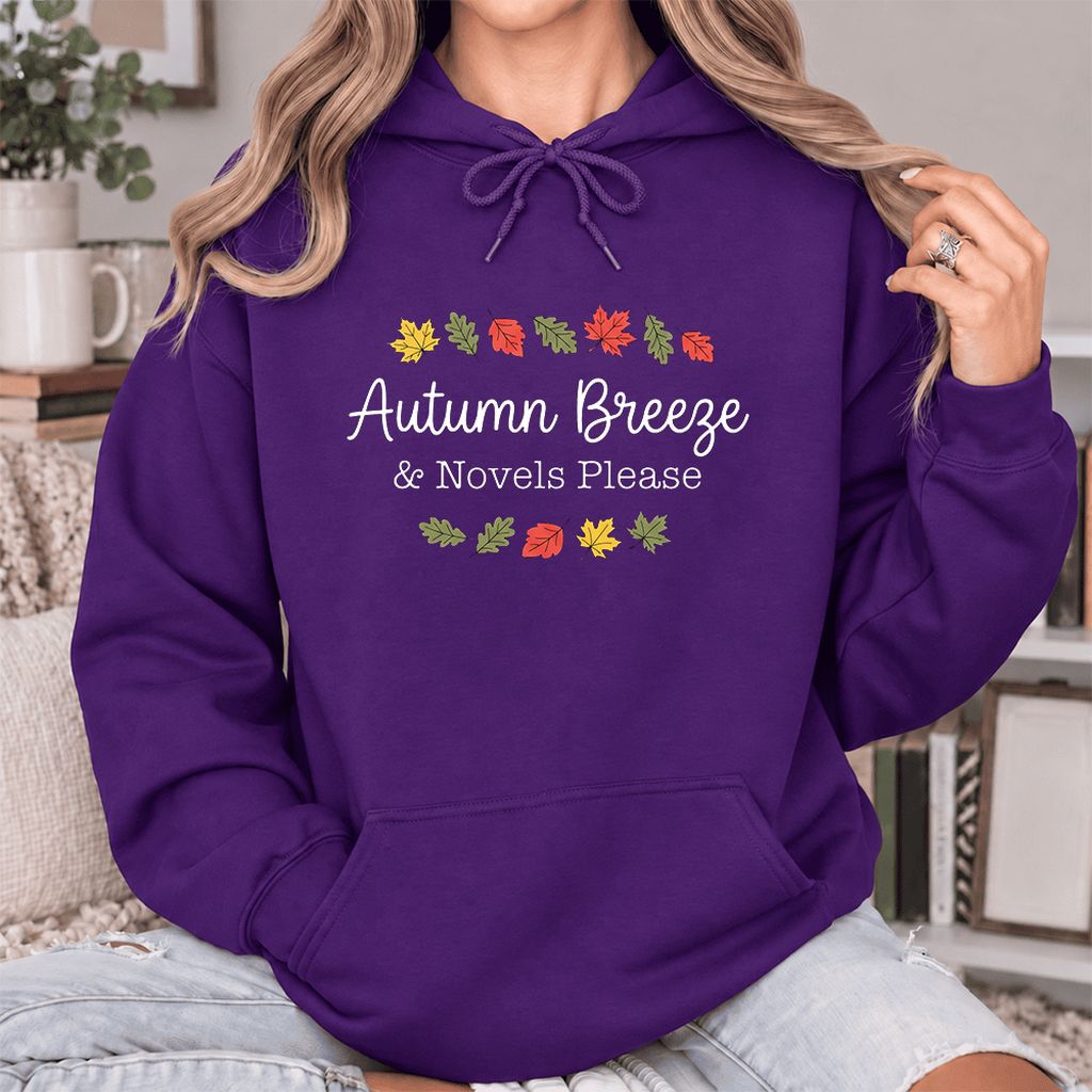 Autumn Breeze & Novels Please Softstyle Hoodie | Cozy Book Lover Gift Purple