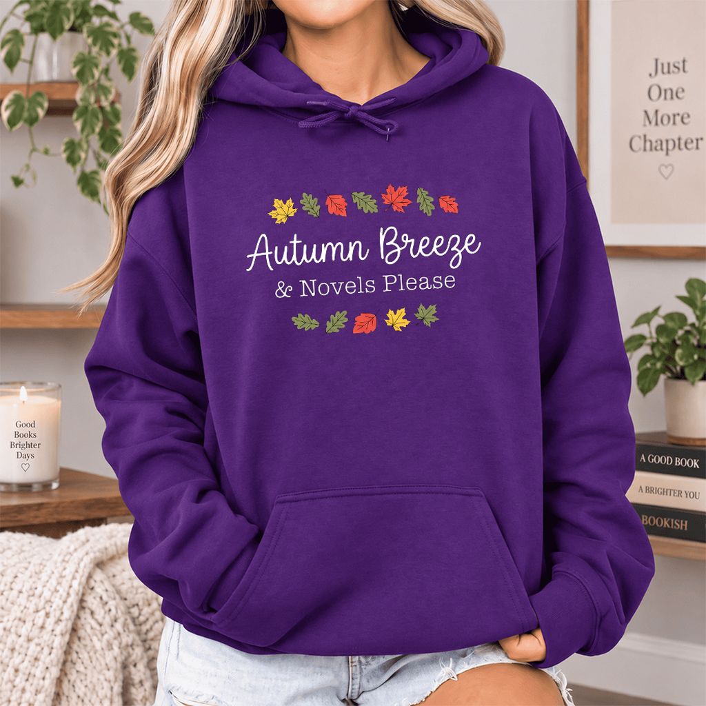 Autumn Breeze & Novels Please Softstyle Hoodie | Cozy Book Lover Gift Purple