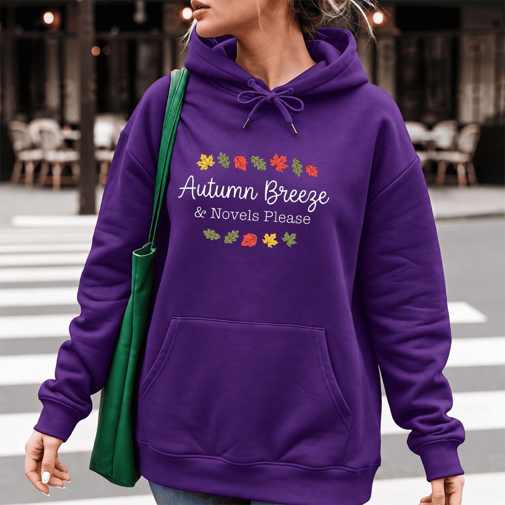 Autumn Breeze & Novels Please Softstyle Hoodie | Cozy Book Lover Gift Purple