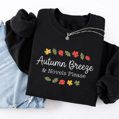 Autumn Breeze & Novels Please Softstyle Sweatshirt | Cozy Book Lover Gift Black