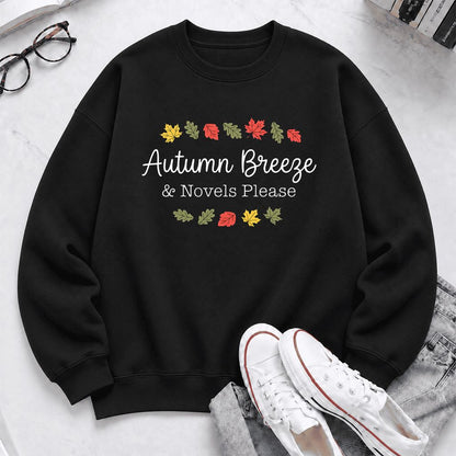 Autumn Breeze & Novels Please Softstyle Sweatshirt | Cozy Book Lover Gift Black