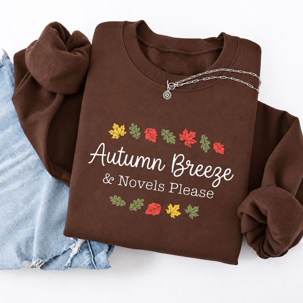 Autumn Breeze & Novels Please Softstyle Sweatshirt | Cozy Book Lover Gift Cocoa