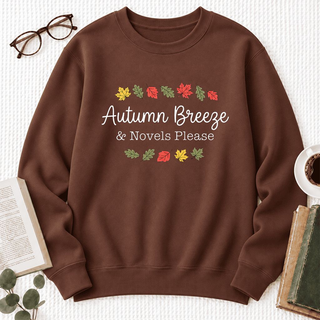Autumn Breeze & Novels Please Softstyle Sweatshirt | Cozy Book Lover Gift Cocoa