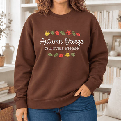Autumn Breeze & Novels Please Softstyle Sweatshirt | Cozy Book Lover Gift Cocoa