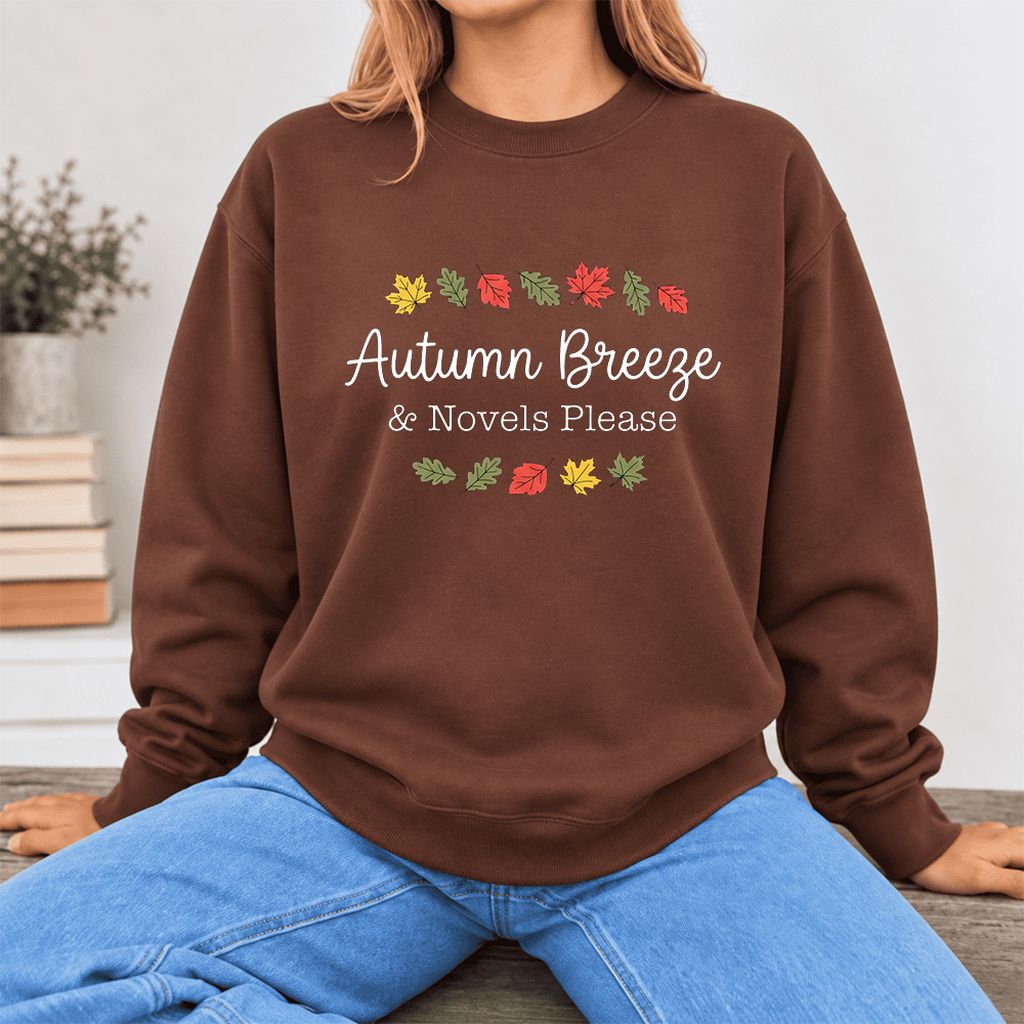 Autumn Breeze & Novels Please Softstyle Sweatshirt | Cozy Book Lover Gift Cocoa