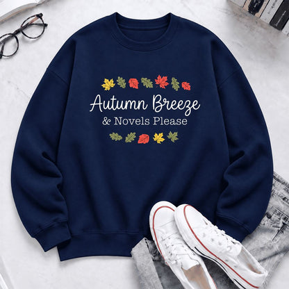 Autumn Breeze & Novels Please Softstyle Sweatshirt | Cozy Book Lover Gift Navy