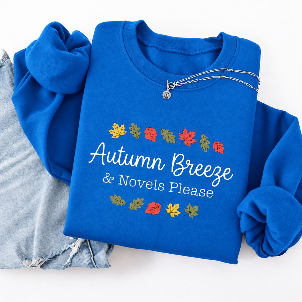 Autumn Breeze & Novels Please Softstyle Sweatshirt | Cozy Book Lover Gift Royal