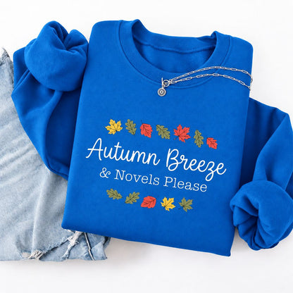 Autumn Breeze & Novels Please Softstyle Sweatshirt | Cozy Book Lover Gift Royal