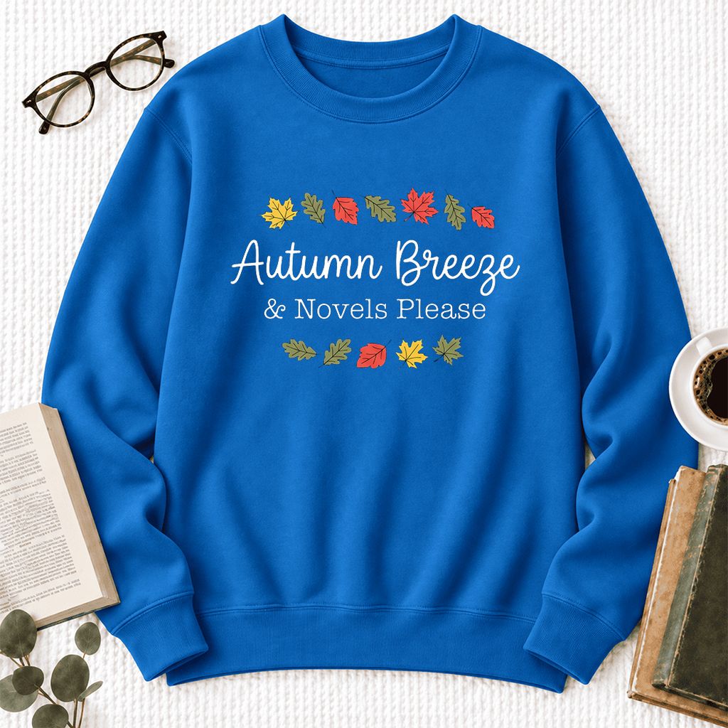 Autumn Breeze & Novels Please Softstyle Sweatshirt | Cozy Book Lover Gift Royal