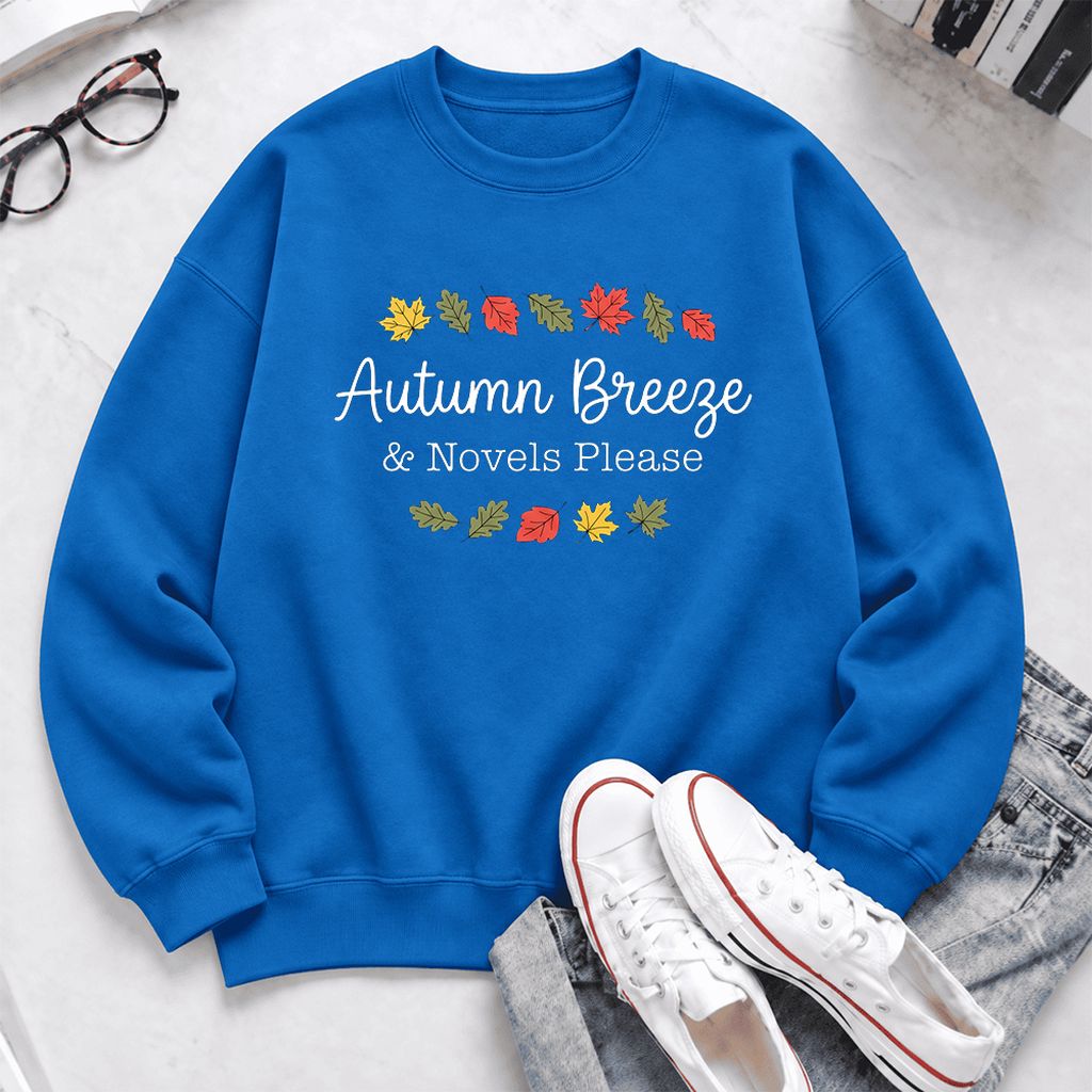 Autumn Breeze & Novels Please Softstyle Sweatshirt | Cozy Book Lover Gift Royal