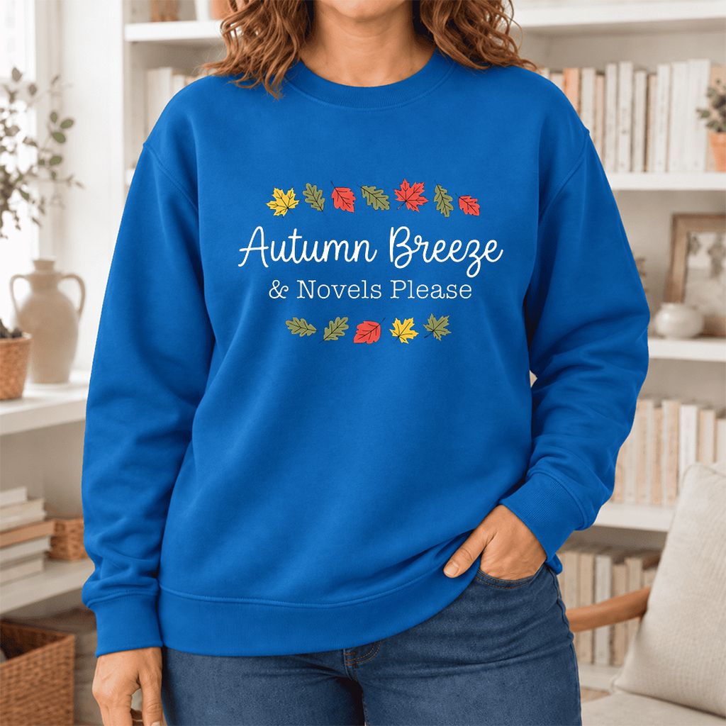 Autumn Breeze & Novels Please Softstyle Sweatshirt | Cozy Book Lover Gift Royal