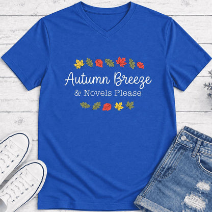 Autumn Breeze & Novels Please Ultra-Soft V-Neck | Cozy Book Lover Gift True Royal