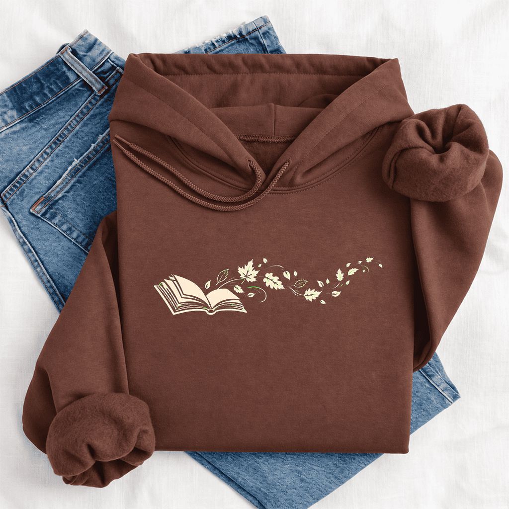 Open Book With Leaves Softstyle Hoodie | Reading Life Book Lover Gift Cocoa