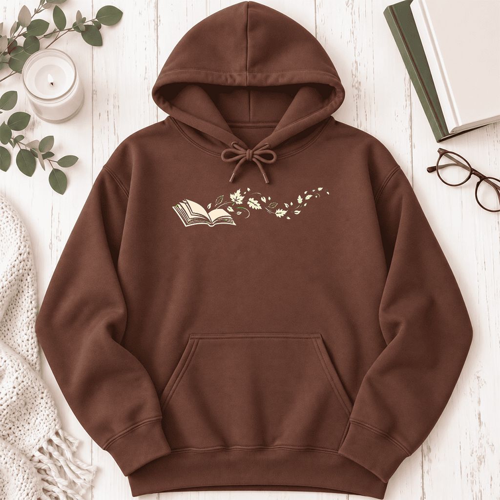 Open Book With Leaves Softstyle Hoodie | Reading Life Book Lover Gift Cocoa