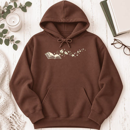 Open Book With Leaves Softstyle Hoodie | Reading Life Book Lover Gift Cocoa