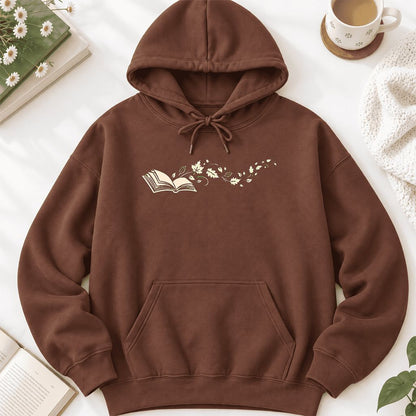 Open Book With Leaves Softstyle Hoodie | Reading Life Book Lover Gift Cocoa