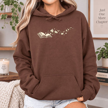 Open Book With Leaves Softstyle Hoodie | Reading Life Book Lover Gift Cocoa