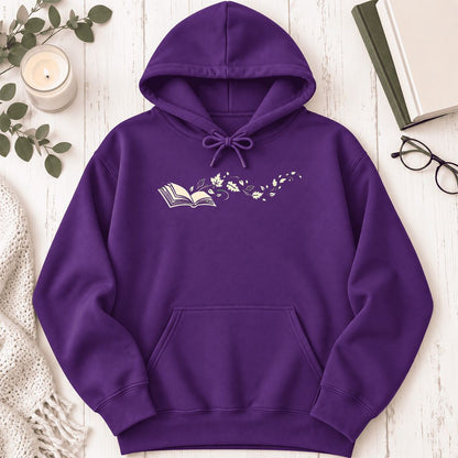 Open Book With Leaves Softstyle Hoodie | Reading Life Book Lover Gift Purple
