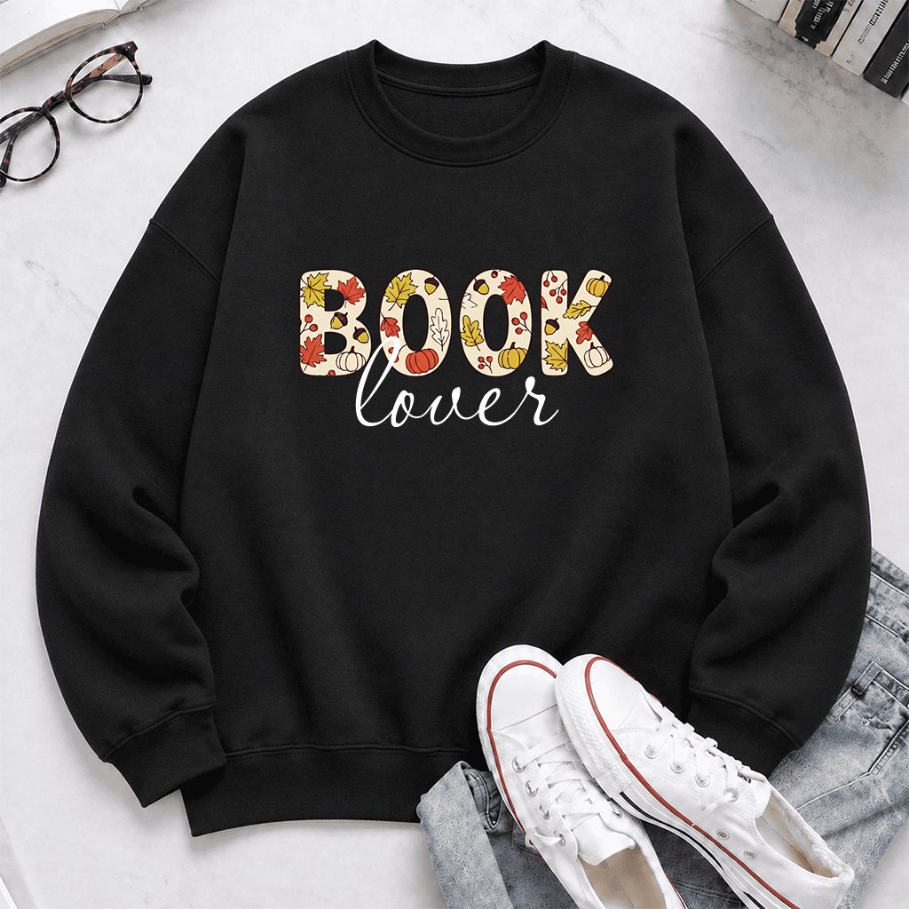 Book Lover Printed Sweatshirt | Book Lover Gift Black