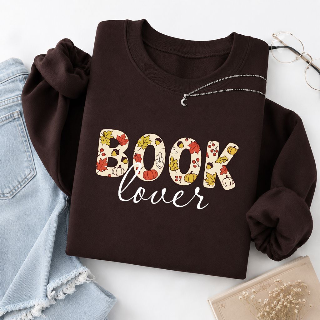 Book Lover Printed Sweatshirt | Book Lover Gift Dark Chocolate