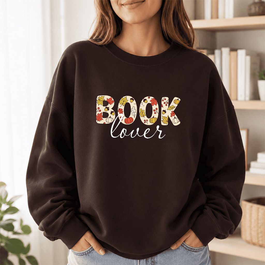 Book Lover Printed Sweatshirt | Book Lover Gift Dark Chocolate