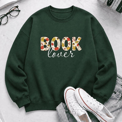 Book Lover Printed Sweatshirt | Book Lover Gift Forest Green