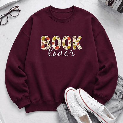 Book Lover Printed Sweatshirt | Book Lover Gift Maroon
