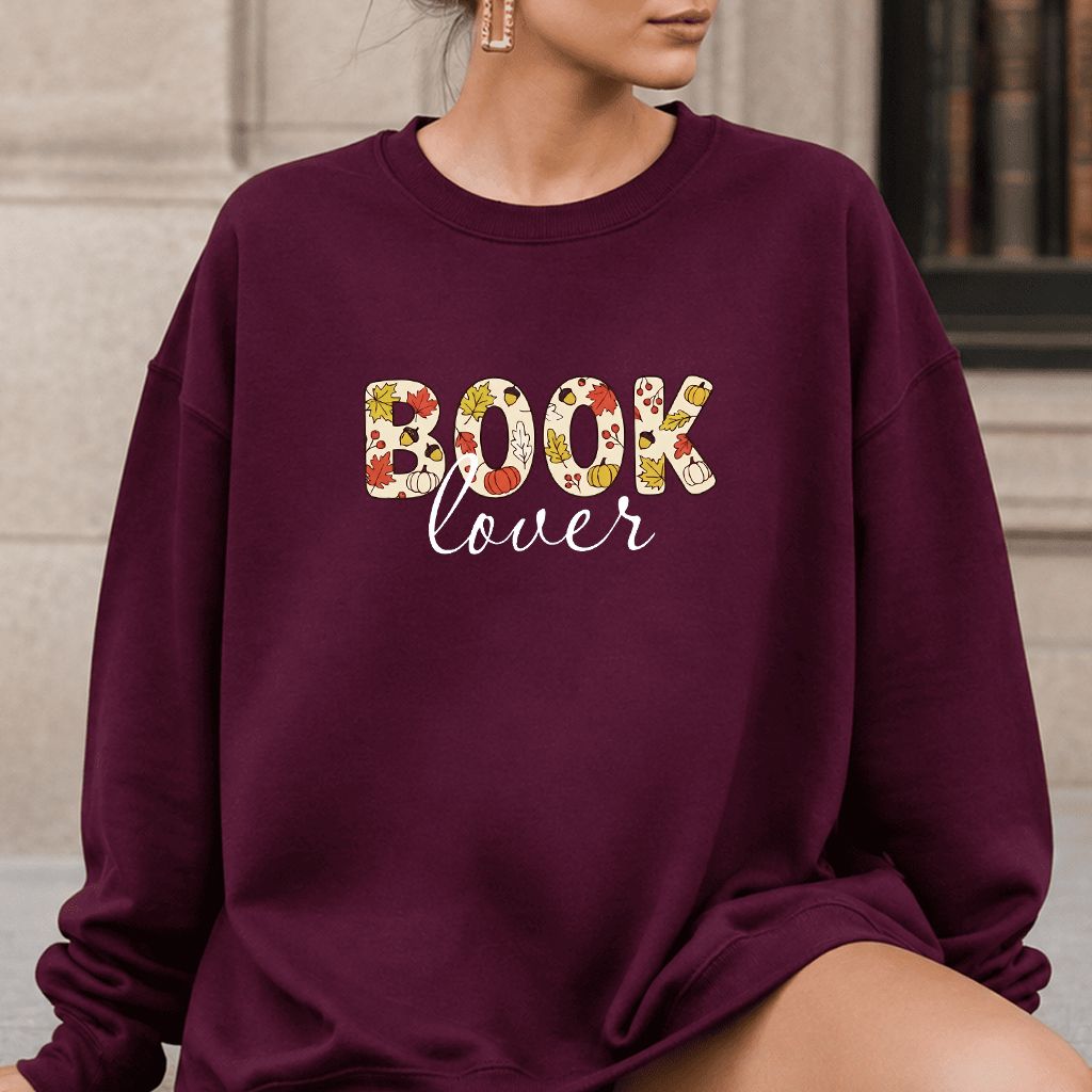 Book Lover Printed Sweatshirt | Book Lover Gift Maroon