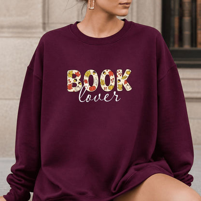 Book Lover Printed Sweatshirt | Book Lover Gift Maroon