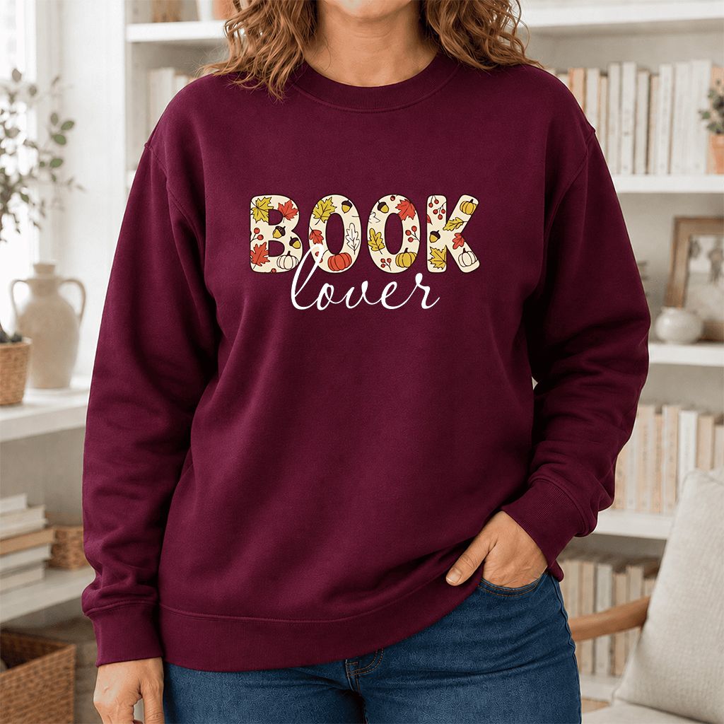 Book Lover Printed Sweatshirt | Book Lover Gift Maroon