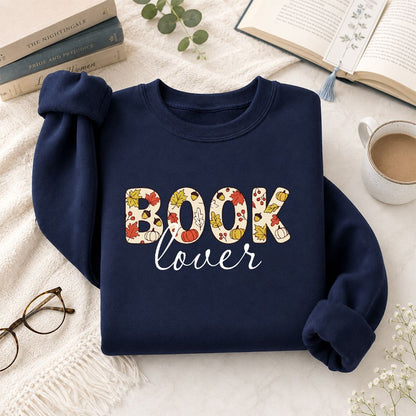 Book Lover Printed Sweatshirt | Book Lover Gift Navy