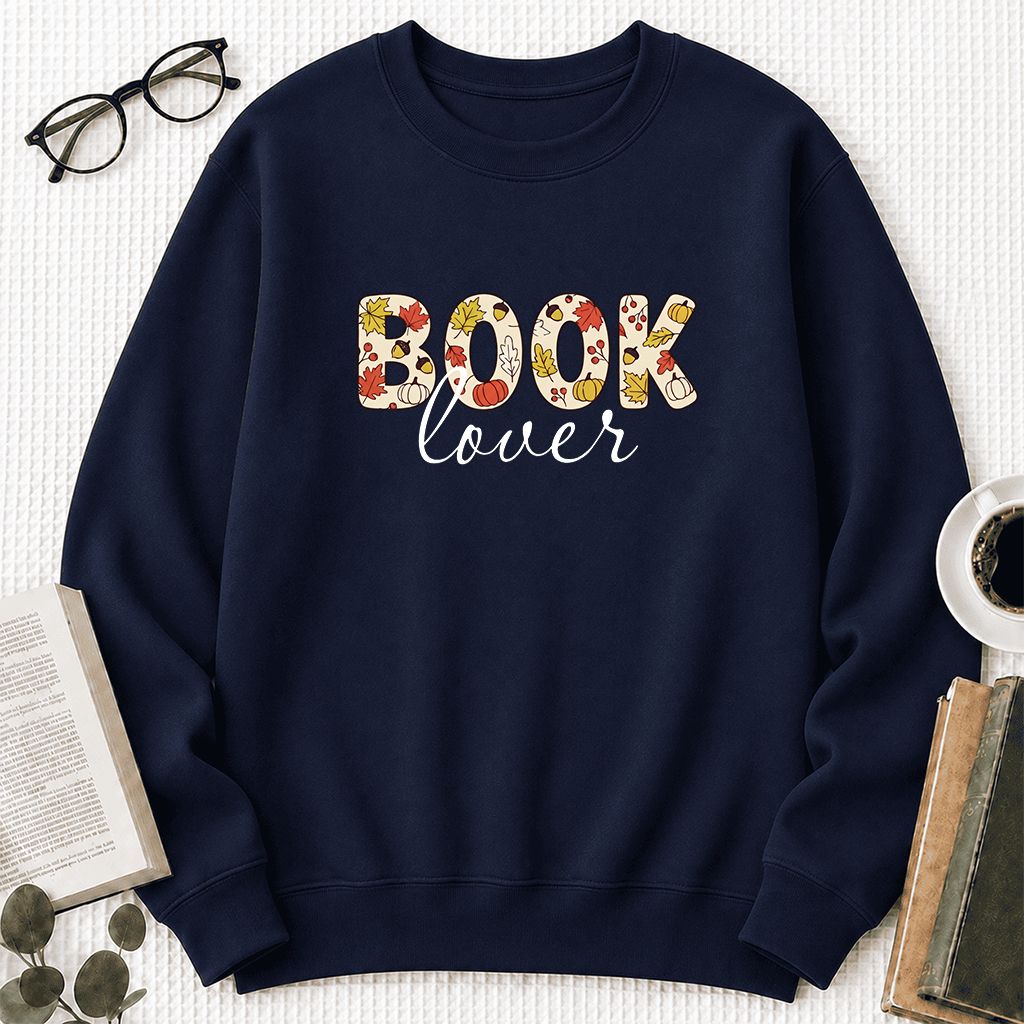 Book Lover Printed Sweatshirt | Book Lover Gift Navy