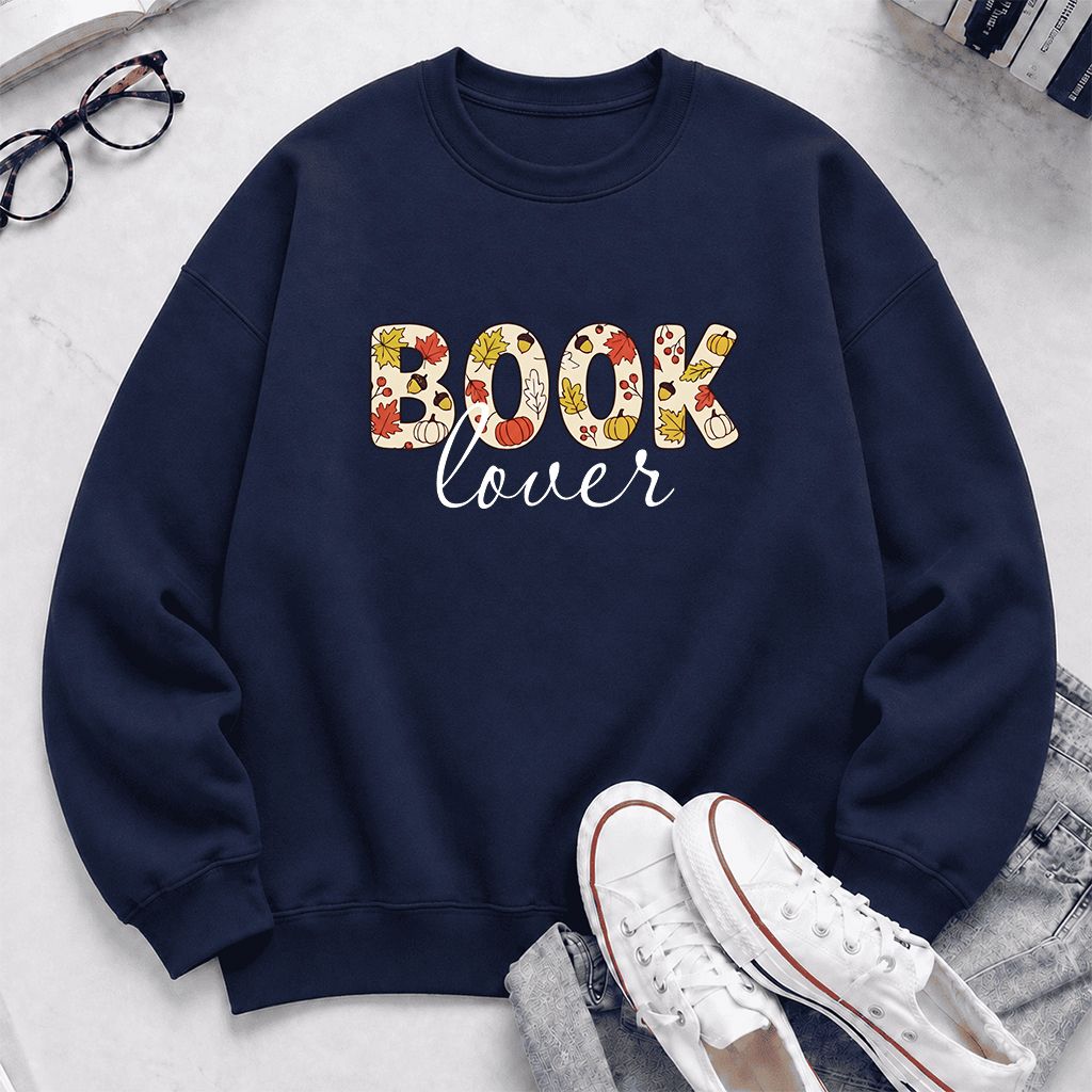 Book Lover Printed Sweatshirt | Book Lover Gift Navy