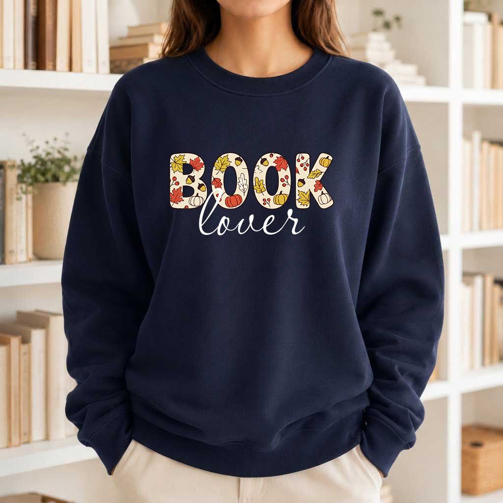Book Lover Printed Sweatshirt | Book Lover Gift Navy