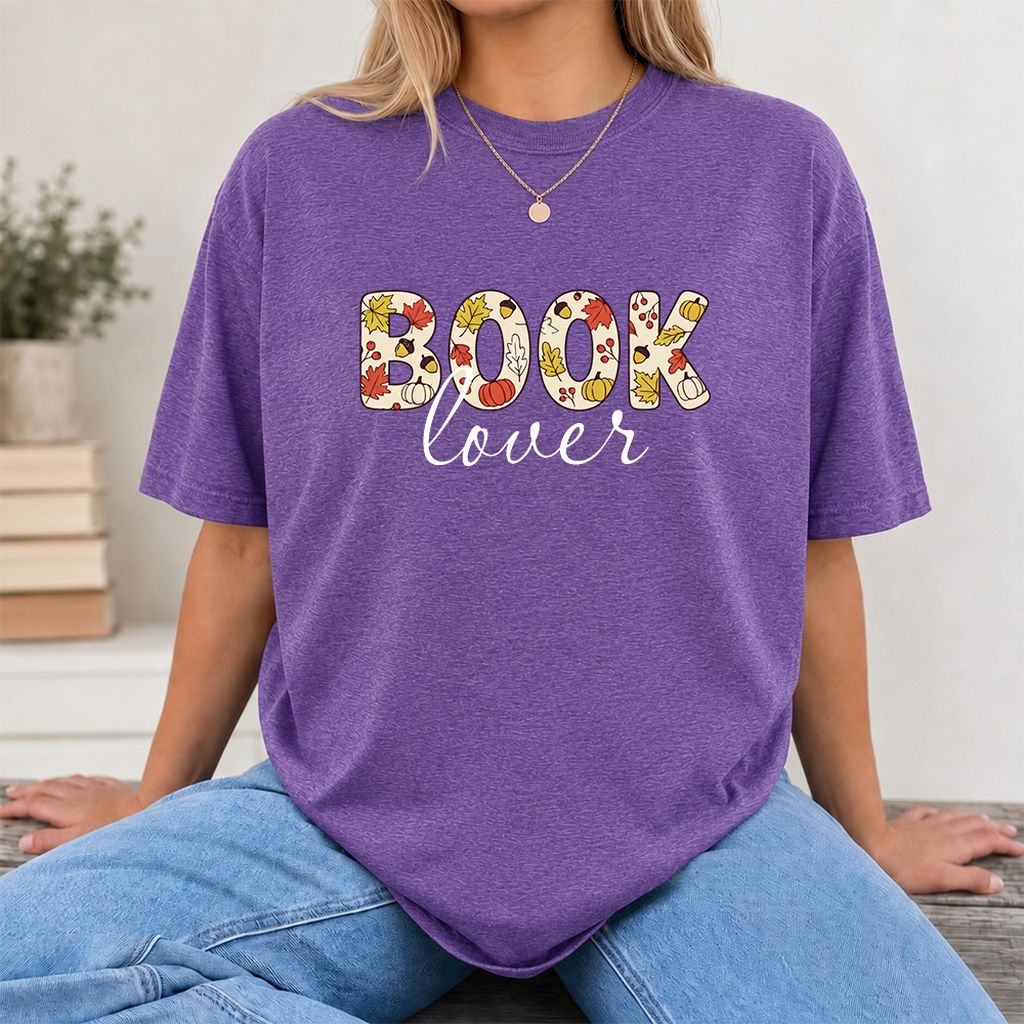 Book Lover Printed T-Shirt | Book Lover Gift Heather Purple