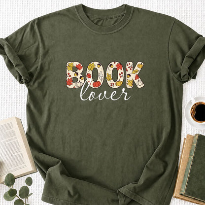 Book Lover Printed T-Shirt | Book Lover Gift Military Green