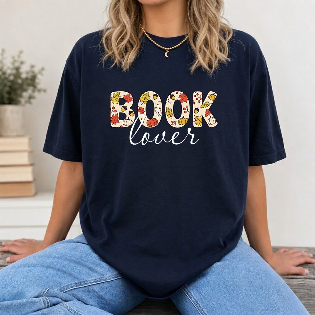 Book Lover Printed T-Shirt | Book Lover Gift Navy
