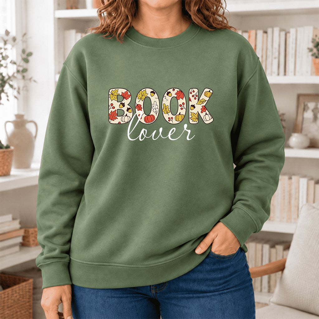 Book Lover Softstyle Sweatshirt | Book Lover Gift Military Green