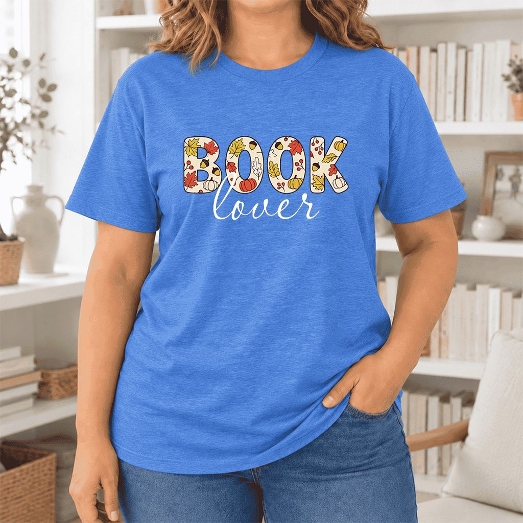 Book Lover Ultra-Soft Cotton T-Shirt | Book Lover Gift Heather True Royal