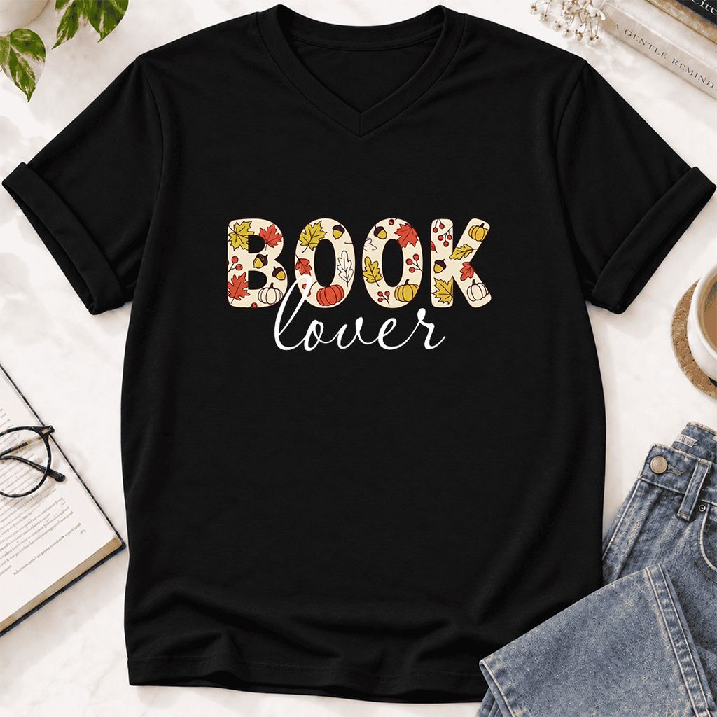 Book Lover Ultra-Soft V-Neck | Book Lover Gift Black