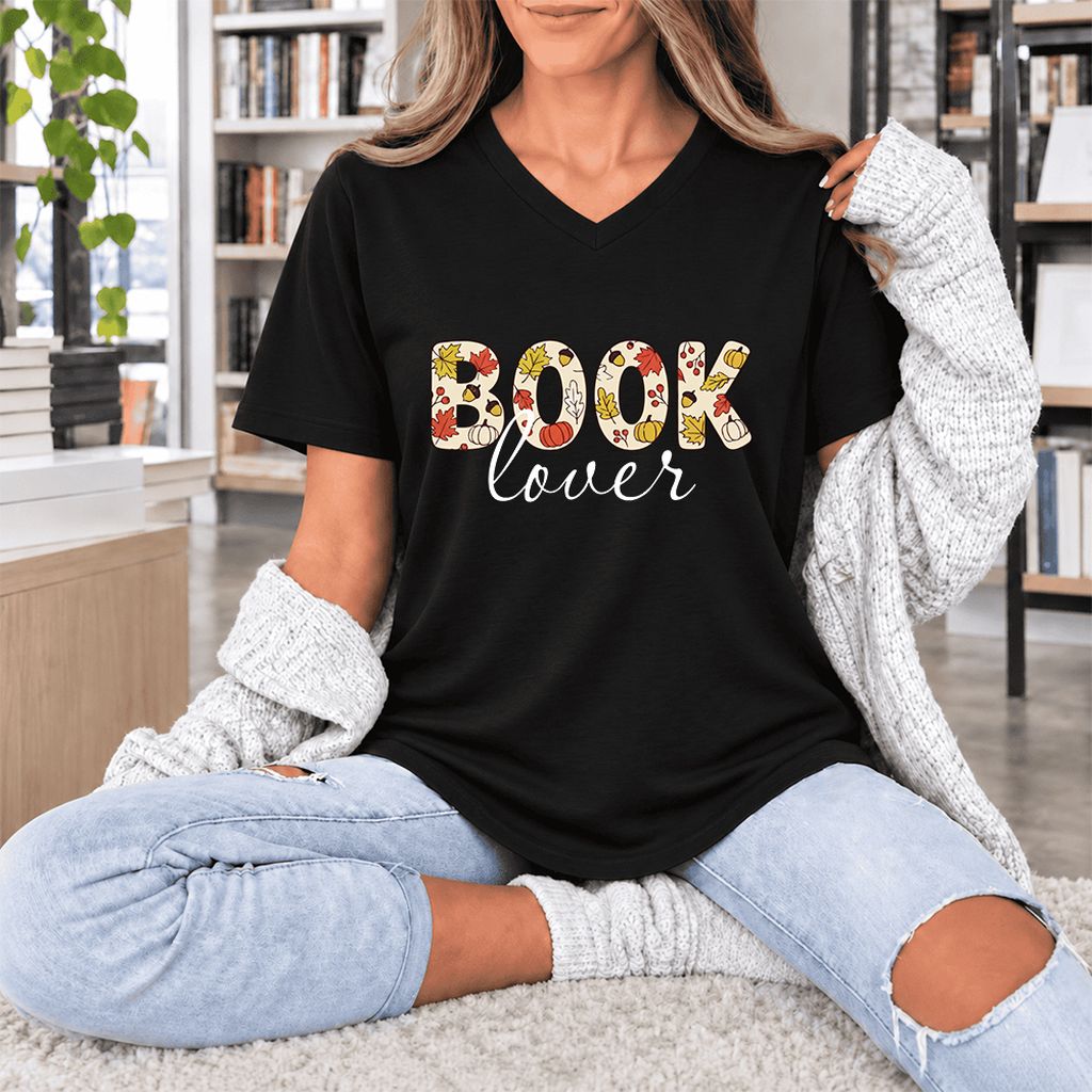 Book Lover Ultra-Soft V-Neck | Book Lover Gift Black