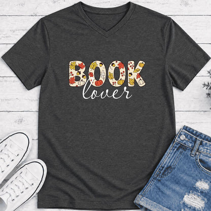 Book Lover Ultra-Soft V-Neck | Book Lover Gift Dark Grey Heather