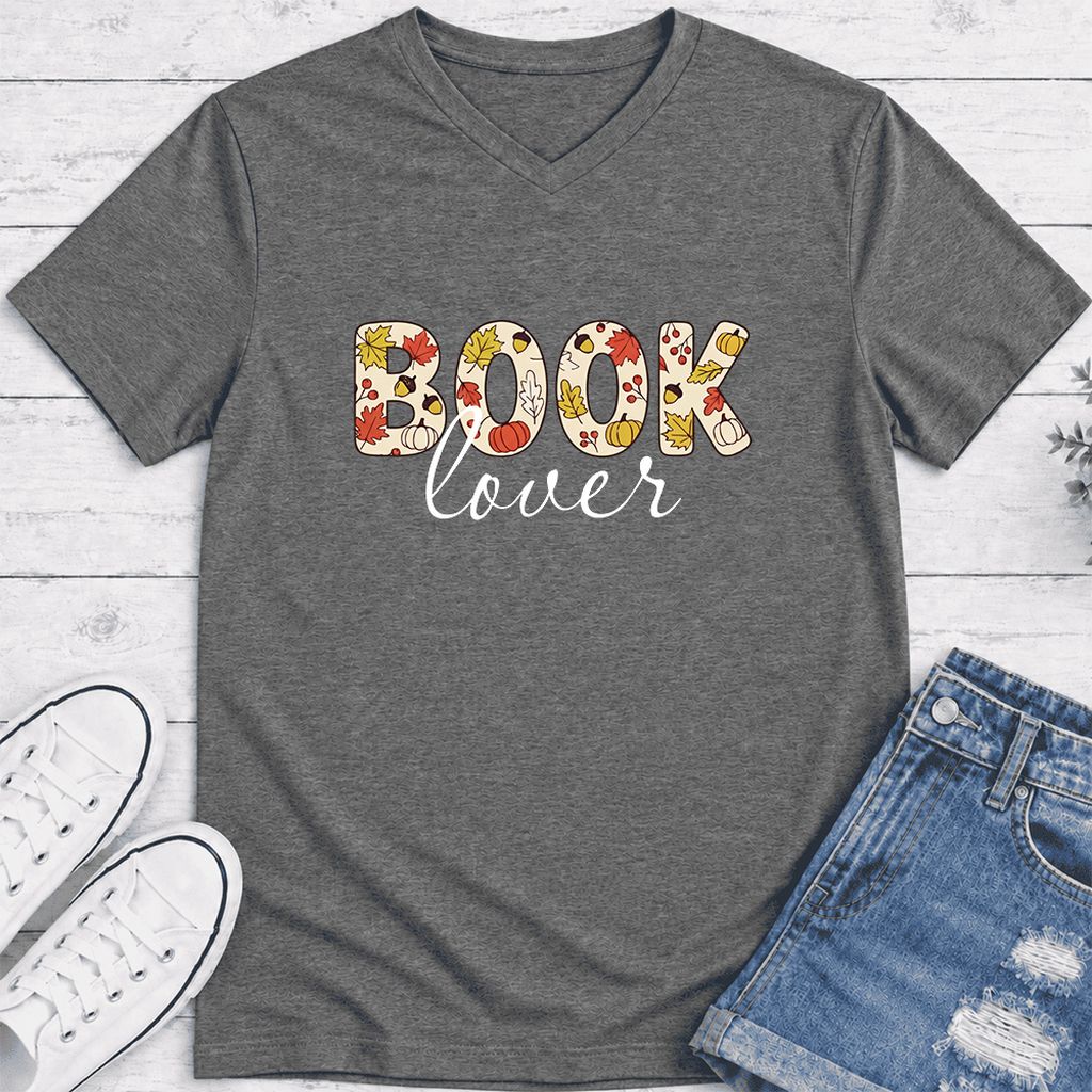 Book Lover Ultra-Soft V-Neck | Book Lover Gift Deep Heather