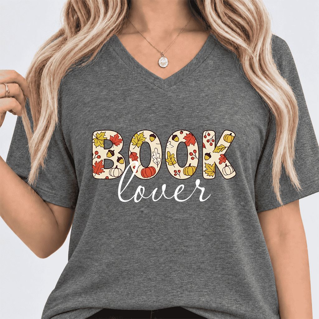 Book Lover Ultra-Soft V-Neck | Book Lover Gift Deep Heather
