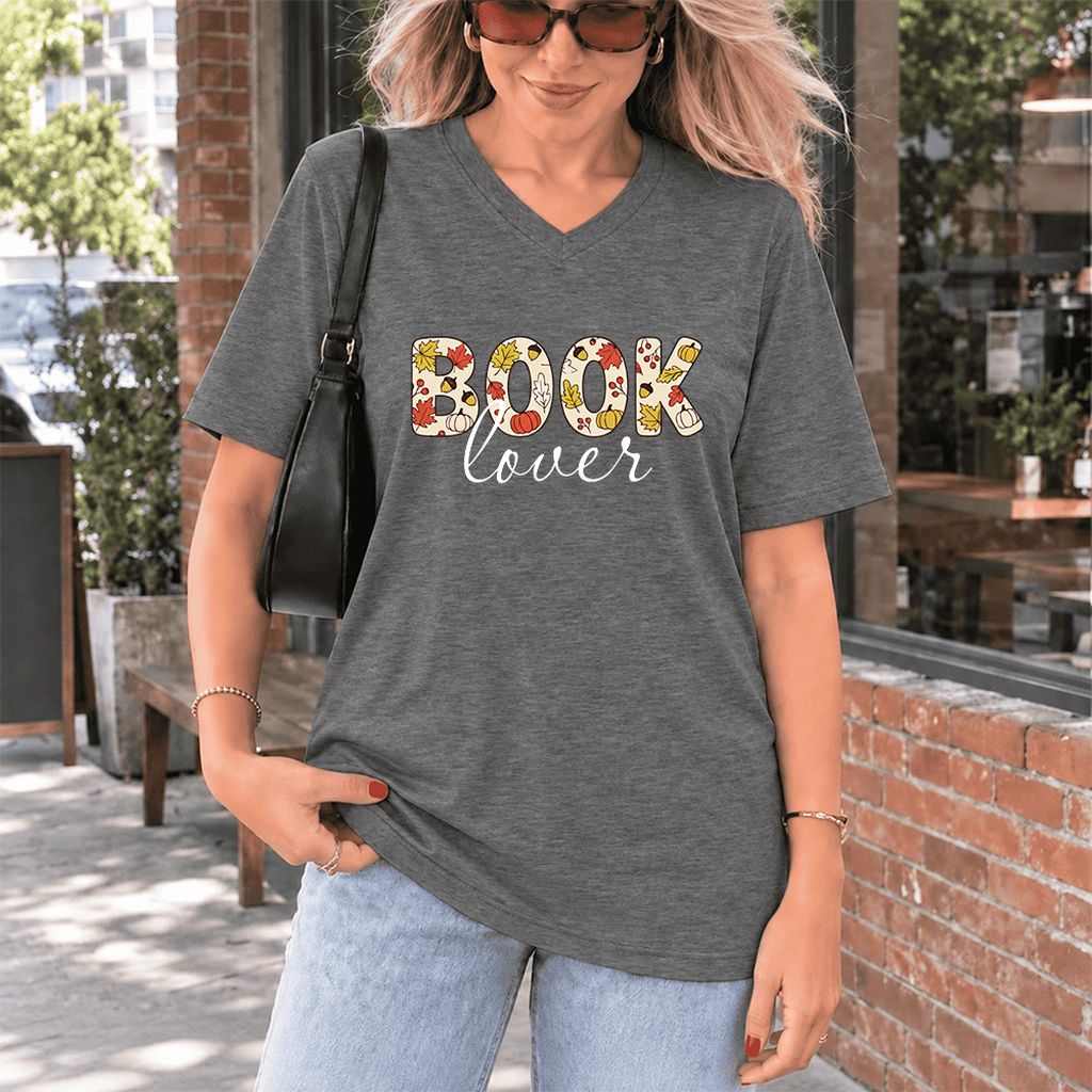 Book Lover Ultra-Soft V-Neck | Book Lover Gift Deep Heather