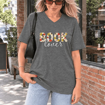 Book Lover Ultra-Soft V-Neck | Book Lover Gift Deep Heather
