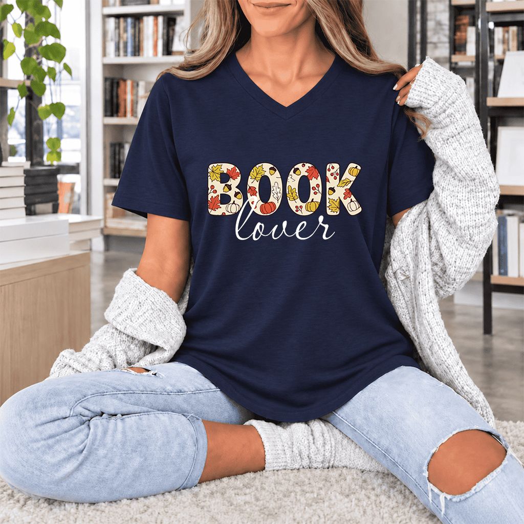 Book Lover Ultra-Soft V-Neck | Book Lover Gift Navy