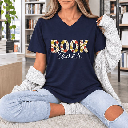 Book Lover Ultra-Soft V-Neck | Book Lover Gift Navy