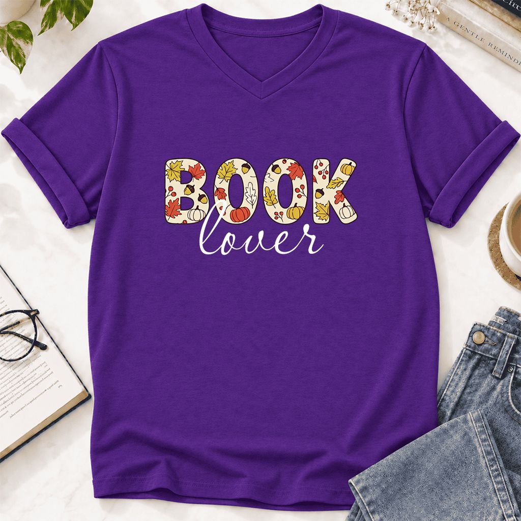 Book Lover Ultra-Soft V-Neck | Book Lover Gift Team Purple